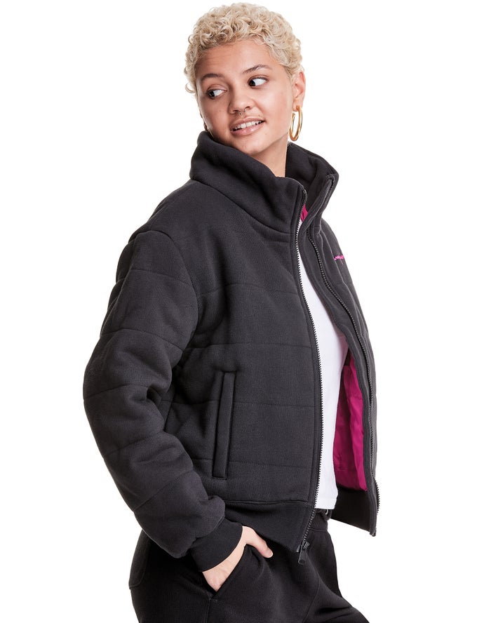 Jaqueta Champion Online Champion Reverse Weave Quilted Puffer Pretas De Mulher